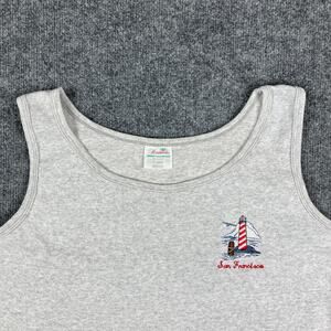 Hazelwoods Tank Top Mens Size XL Gray San Francisco Lighthouse Embroidered USA